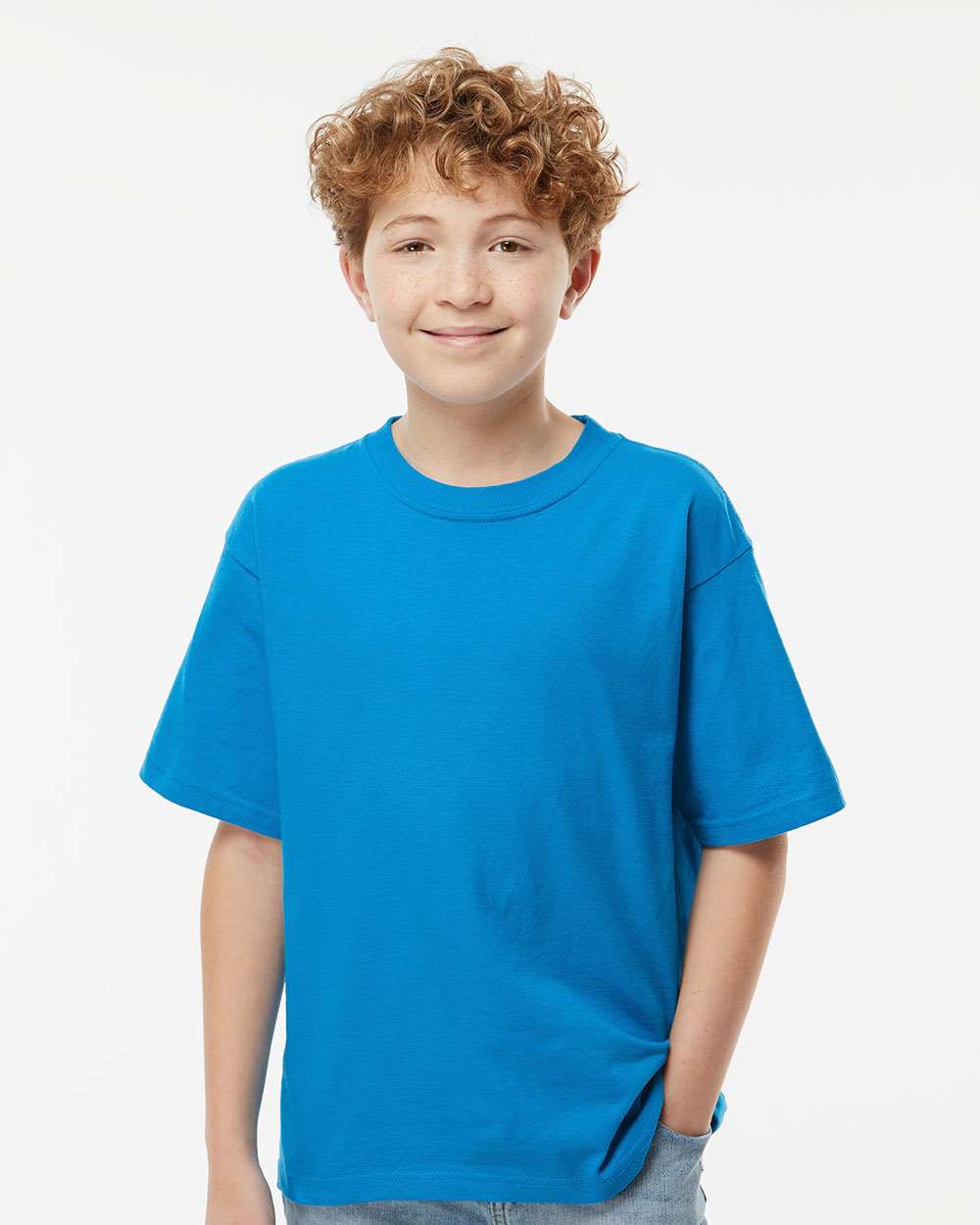 M&O 4850 Youth Gold Soft Touch T-Shirt - Turquoise - HIT a Double - 1