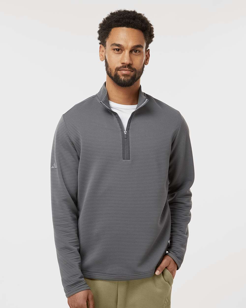 Adidas A588 Spacer Quarter-Zip Pullover - Gray Five - HIT a Double - 1