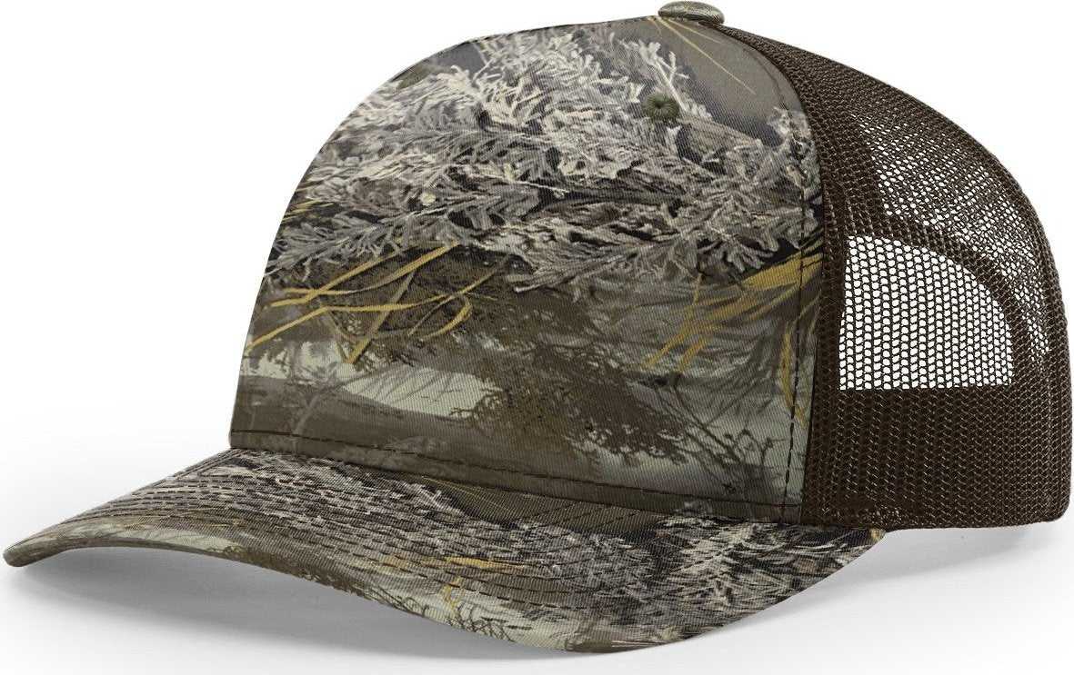 Richardson 112PFP 5 Panel Patterned Snapback Trucker Cap - Realtree Max-1 Brown - HIT a Double - 1