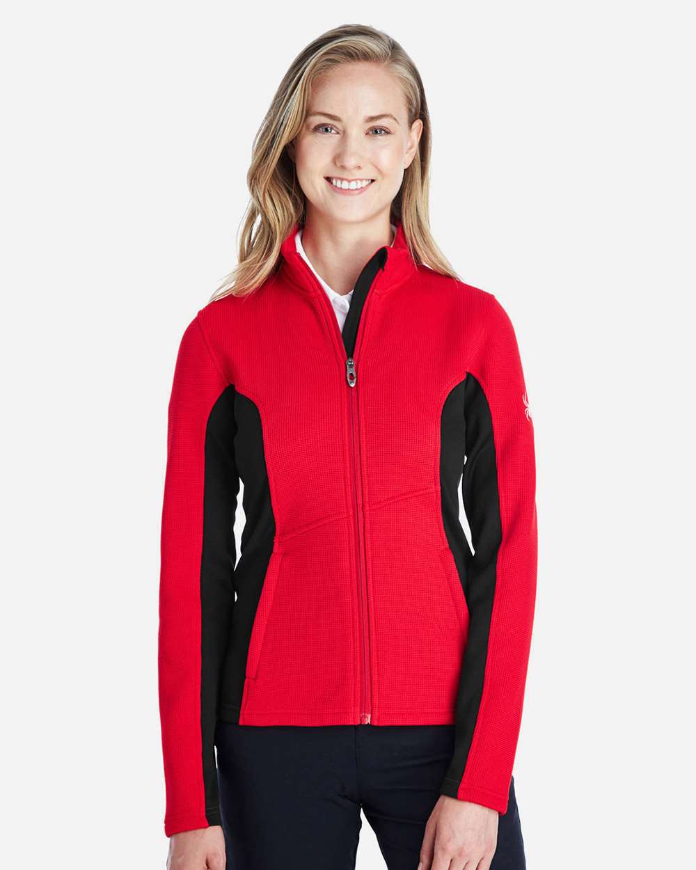 Spyder 187335 Women's Constant Full-Zip Sweater Fleece Jacket - Red Back White