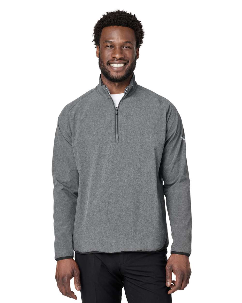 Puma Golf 538931 Coastal Woven Quarter-Zip Pullover - Puma Black Heather