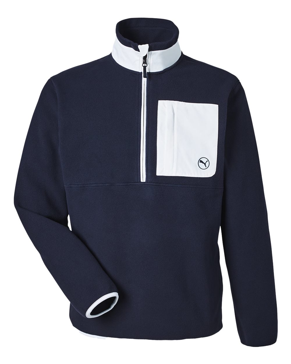 Puma Golf 628407 Fleece Quarter Zip Pullover - Deep Navy White Glow