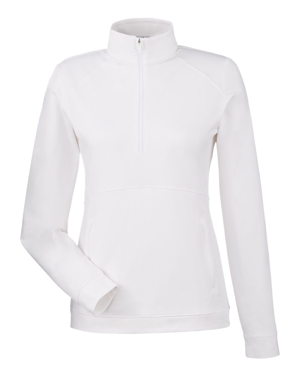 Puma Golf 535516 Women's Cloudspun Rockaway Quarter-Zip Pullover - Bright White