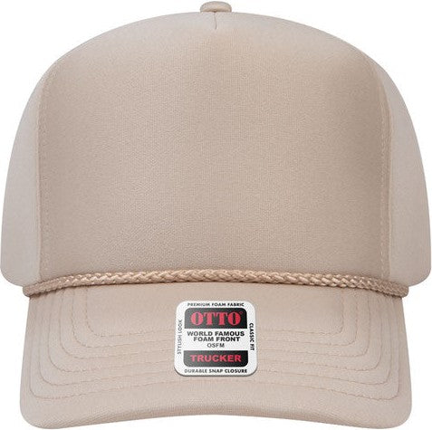 Otto 394-1 OTTO CAP 5 Panel High Crown Full Foam Cap - Khaki - HIT a Double - 1
