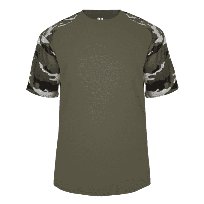 Badger Sport 2141 Camo Sport Youth Tee - OD Green OD Green Camo - HIT a Double - 1