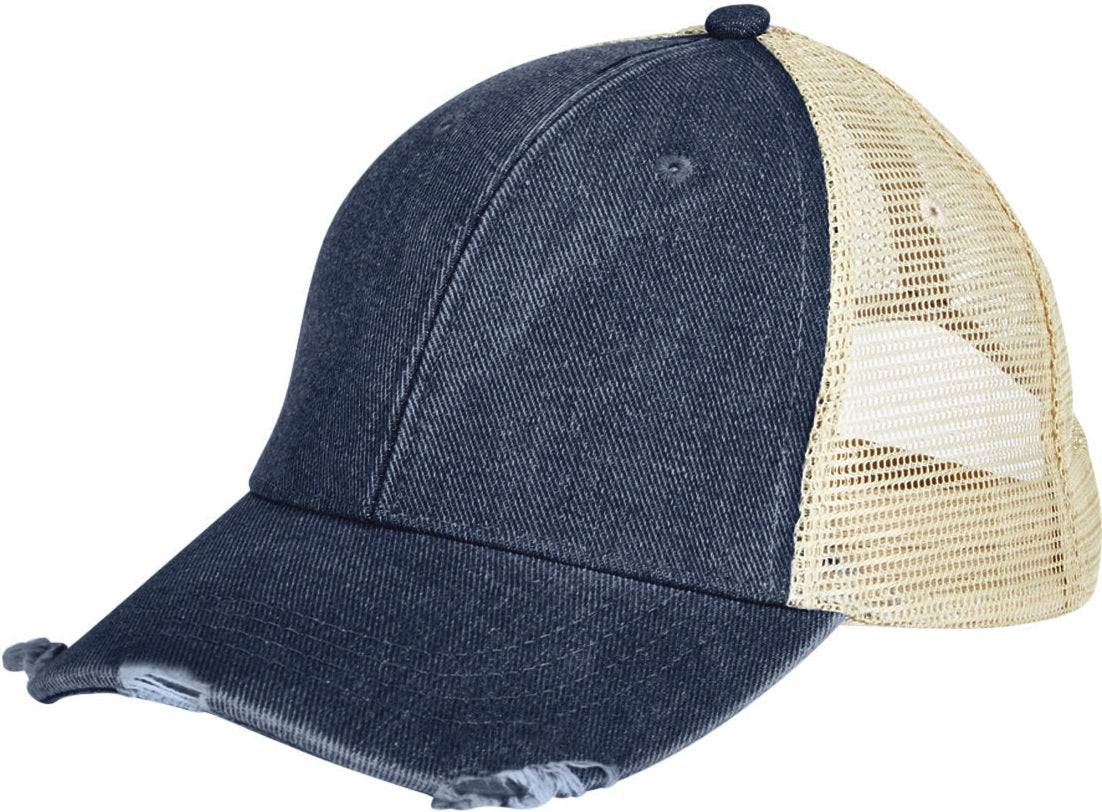 Adams Headwear OL102 Ollie Distressed Cap - Dark Denim Tan