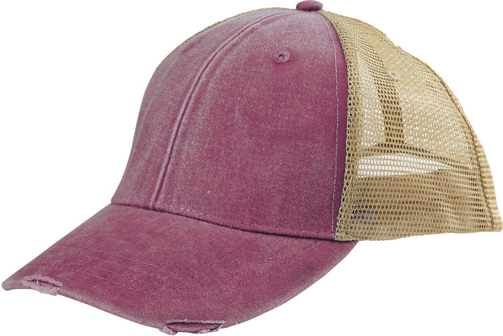 Adams Headwear OL102 Ollie Distressed Cap - Nautical Red Tan