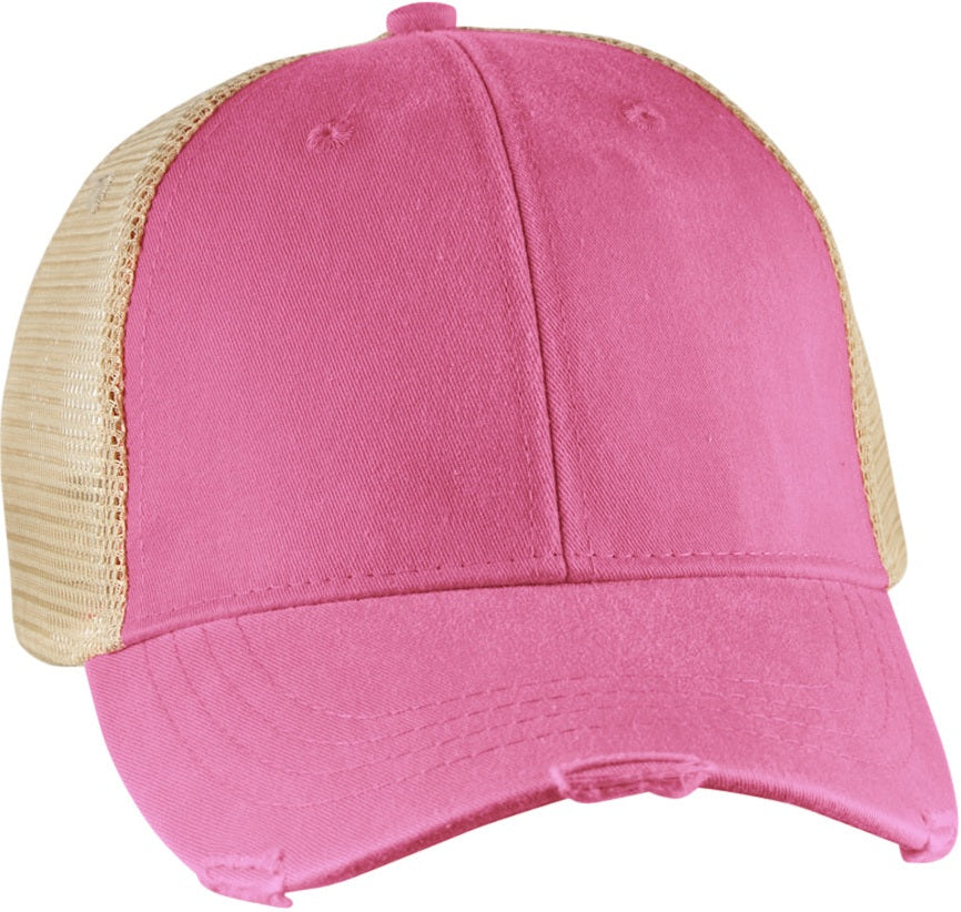 Adams Headwear OL102 Ollie Distressed Cap - Neon Pink Tan