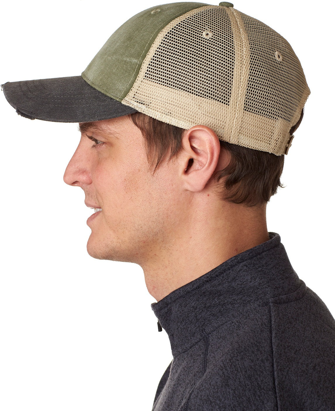 Adams Headwear OL102 Ollie Distressed Cap - Cactus Black Tan
