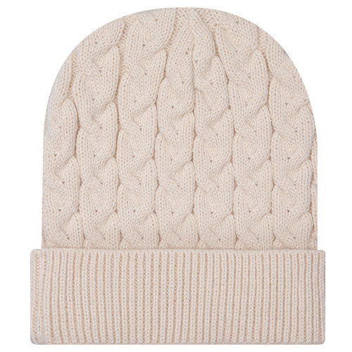 Otto 82-1 12" Cable Knit Beanie w/ Rib Knit Cuff - Sand
