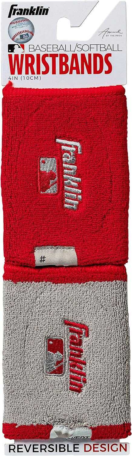 Franklin MLB X-Vent Reversible Wristband 4&quot; - Scarlet Gray - HIT a Double - 2