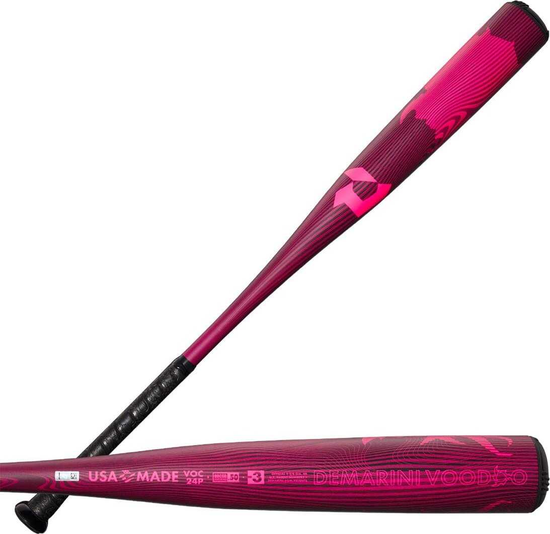 DeMarini 2024 Voodoo One Limited Edition -3 BBCOR Bat WBD2557010 - Black Neon Pink - HIT a Double - 1