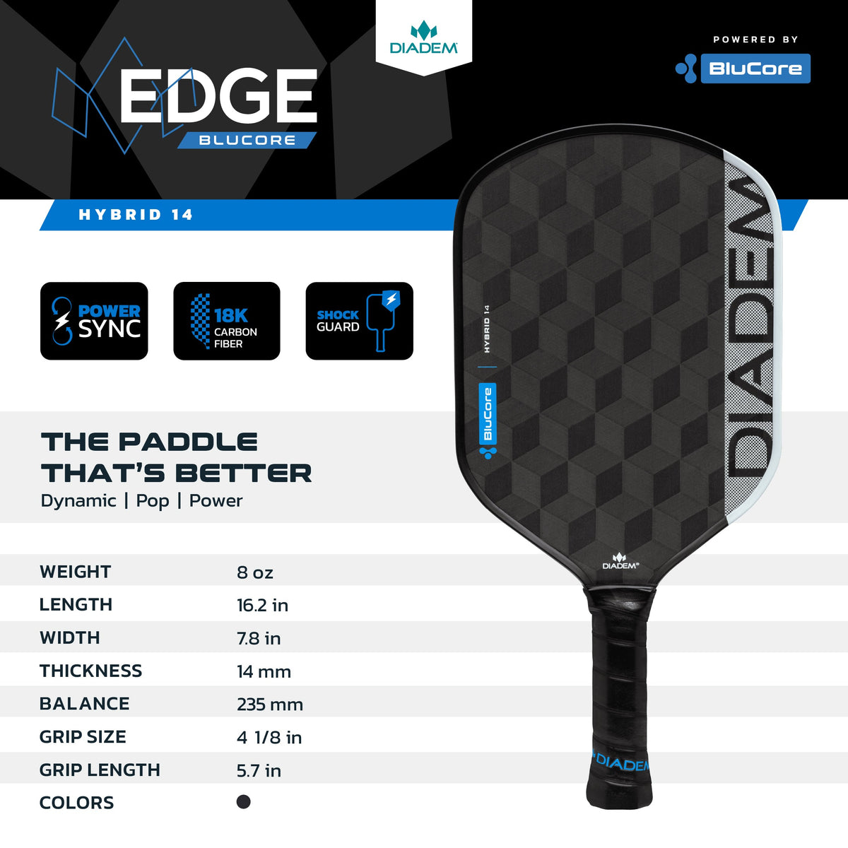 Edge BluCore Hybrid Pickleball Paddles