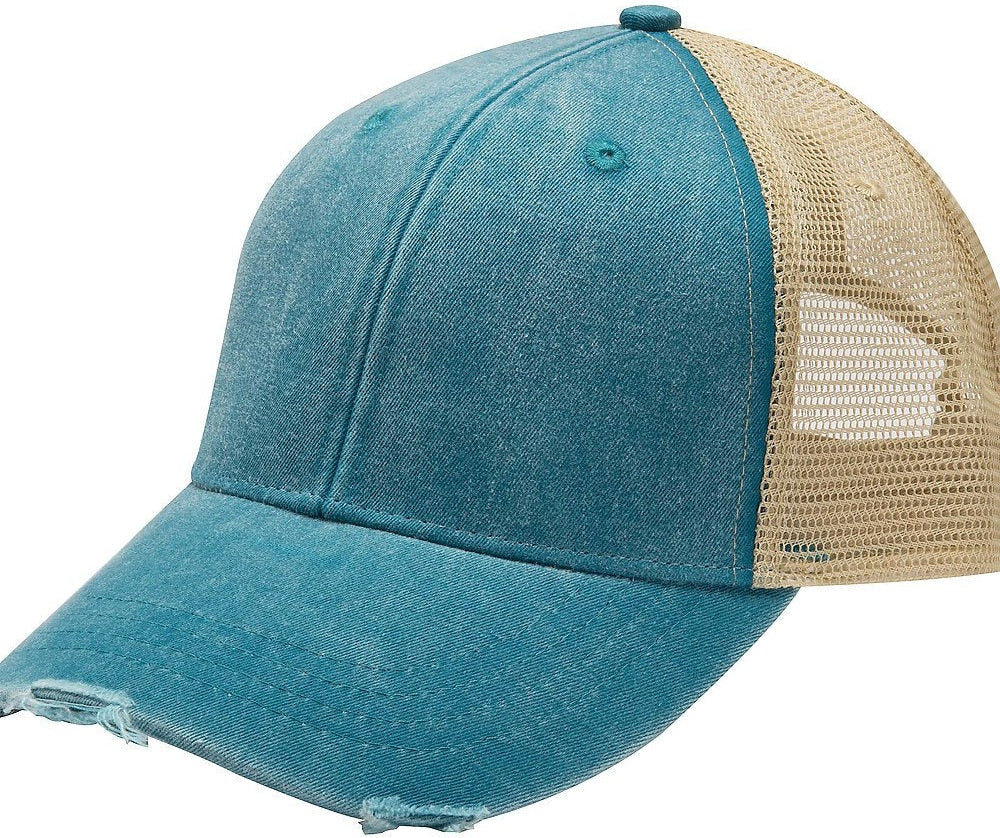 Adams Headwear OL102 Ollie Distressed Cap - Teal Tan