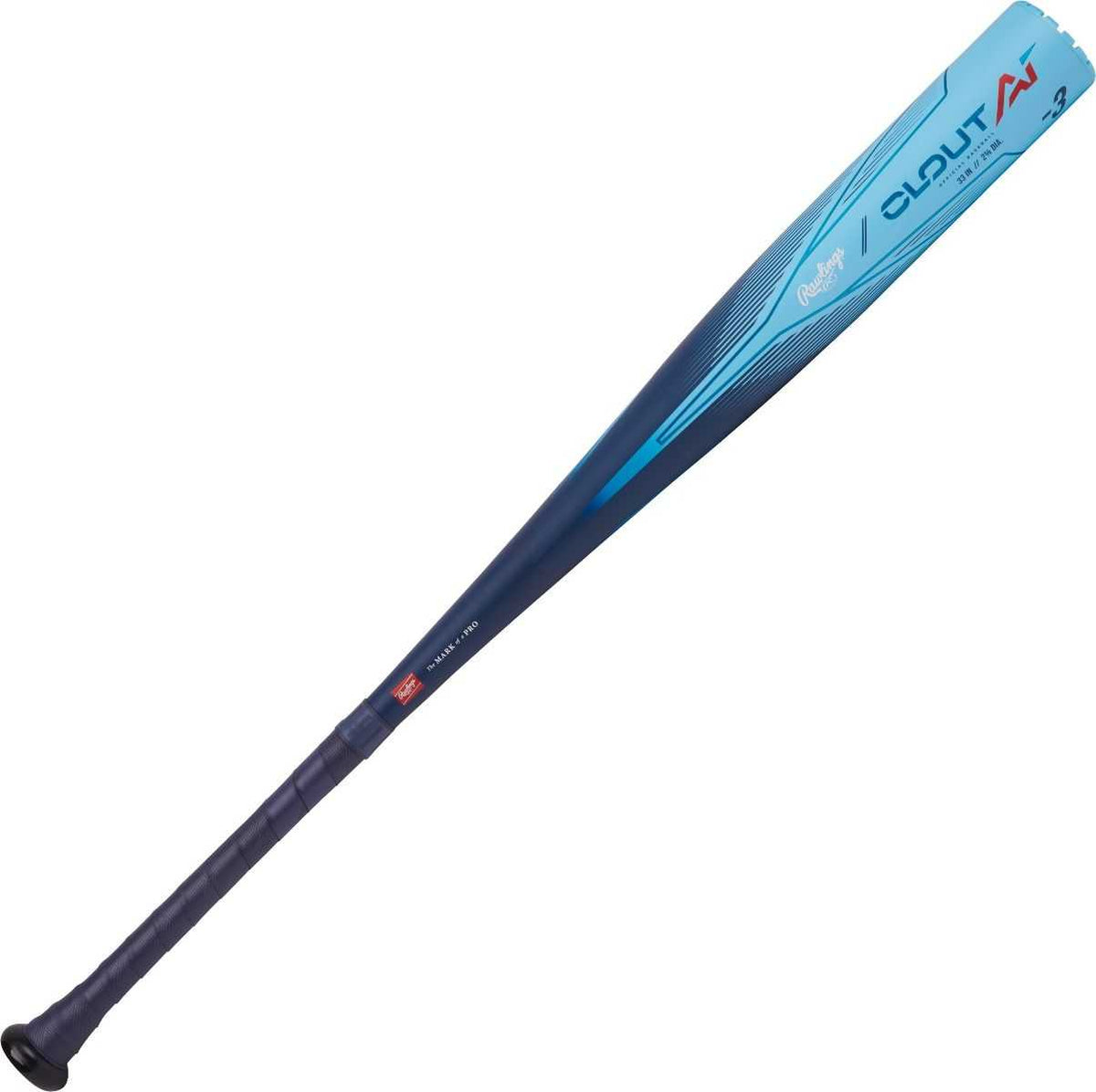 Rawlings 2024 Clout AI -3 BBCOR 2 5/8&quot; Bat RBB4C3 - Navy Columbia Blue - HIT a Double - 2