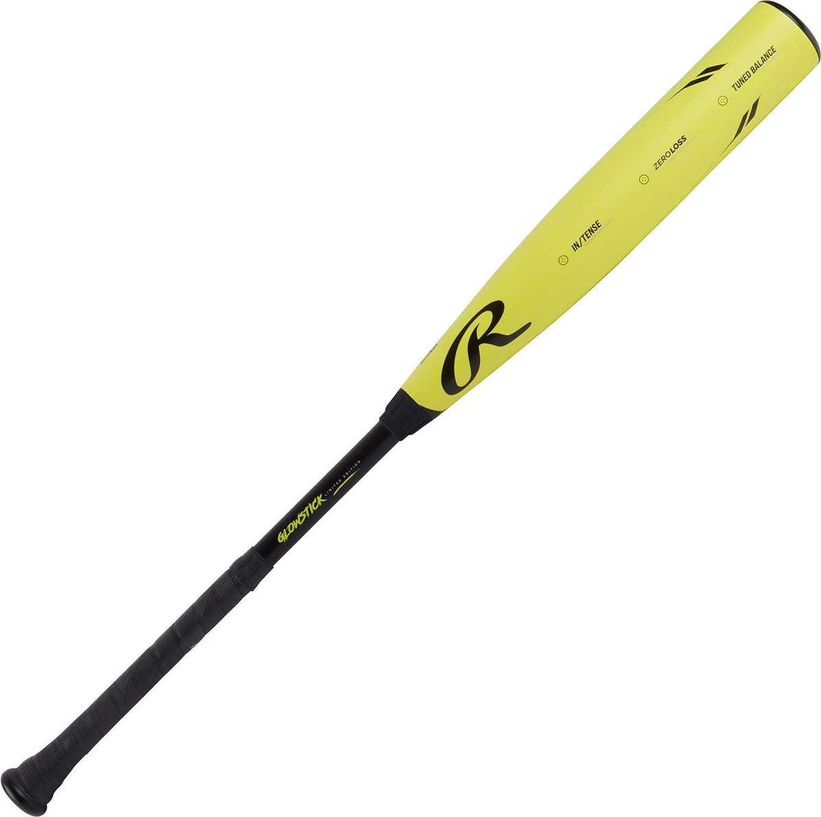 Rawlings 2024 Icon Glowstick Limited Edition -3 BBCOR Bat - Black Yellow - HIT a Double - 3