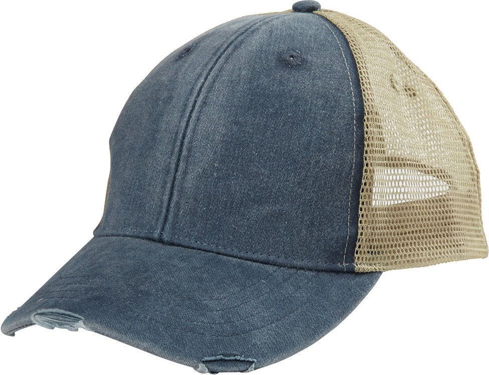 Adams Headwear OL102 Ollie Distressed Cap - Navy Tan
