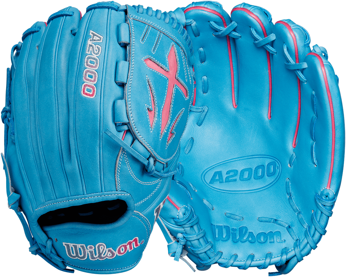 Wilson A2000 B23 12.00&quot;Pitcher&#39;s Glove May 2024 GOTM WBW10224712 - Sky Blue Flamingo Pink - HIT a Double - 3