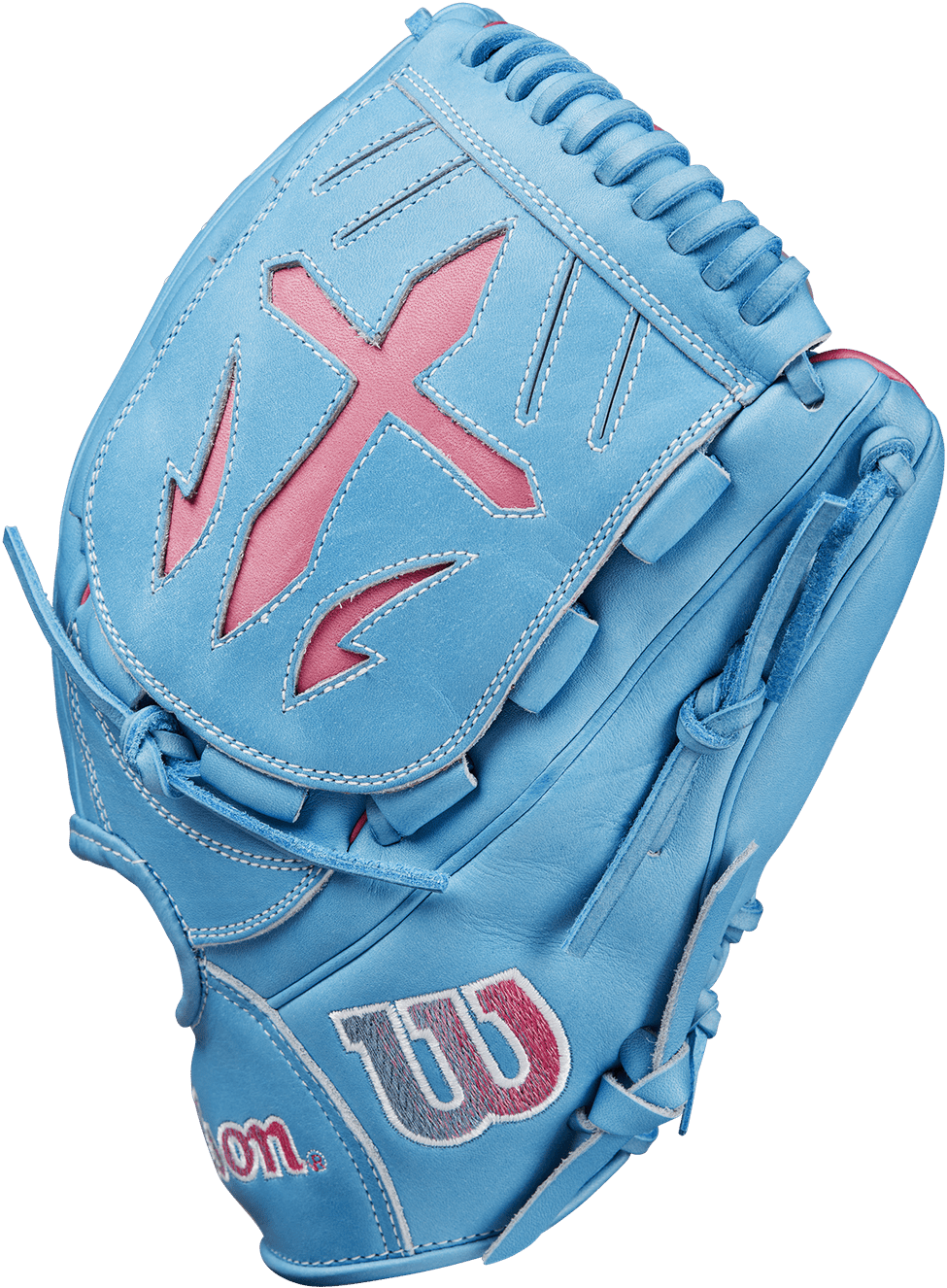 Wilson A2000 B23 12.00&quot;Pitcher&#39;s Glove May 2024 GOTM WBW10224712 - Sky Blue Flamingo Pink - HIT a Double - 4