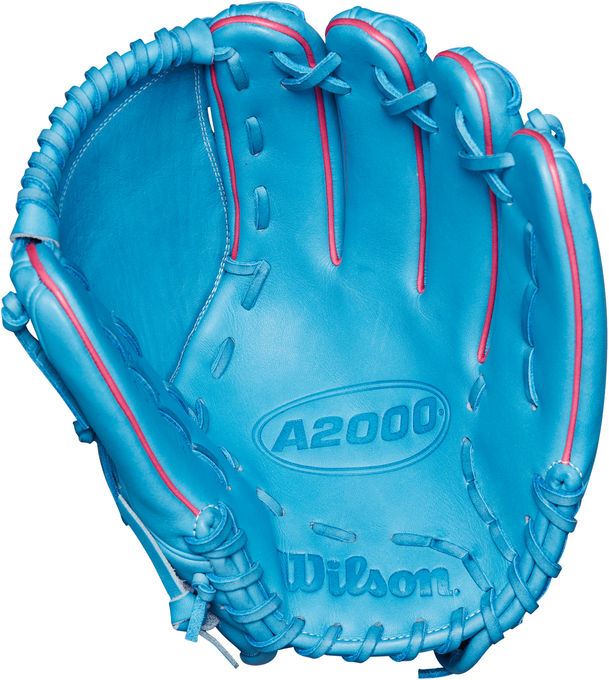Wilson A2000 B23 12.00"Pitcher's Glove May 2024 GOTM WBW10224712 - Sky Blue Flamingo Pink - HIT a Double - 1