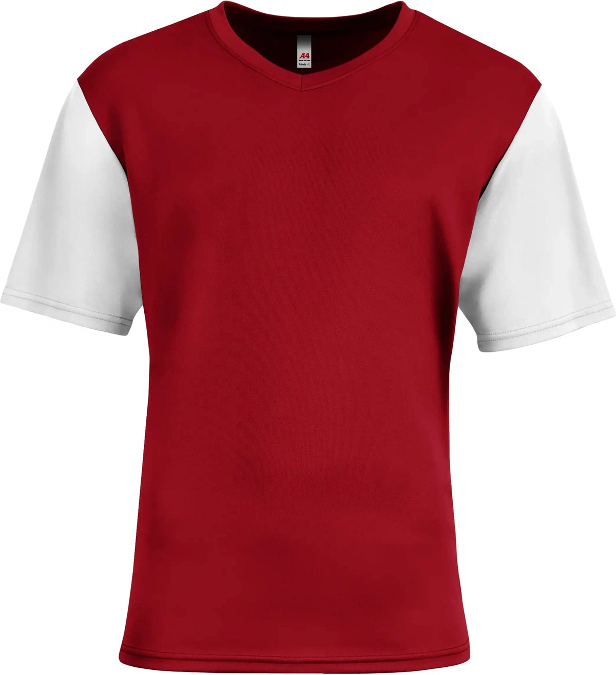 A4 N3541 Sprint Color Block V-neck - Cardinal/white - Cardinal/white / Xs