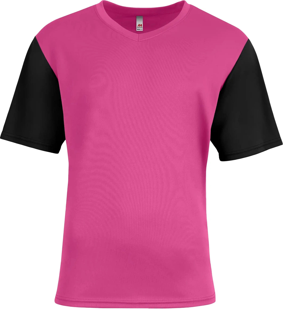 A4 N3541 Sprint Color Block V-neck - Fuchsia/black - Fuchsia/black / Xs