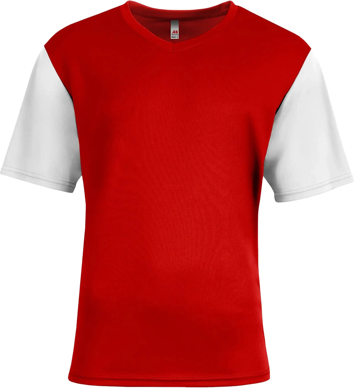A4 N3541 Sprint Color Block V-neck - Scarlet/white - Scarlet/white / Xs