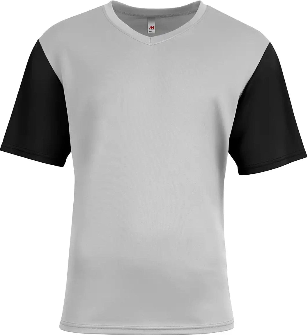 A4 N3541 Sprint Color Block V-neck - Silver/black - Silver/black / Xs