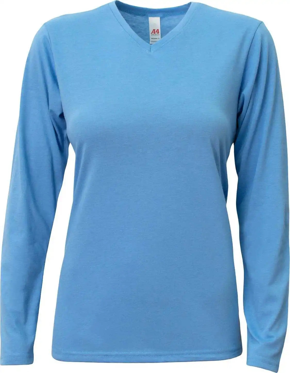 A4 Nw3029 Ladies’ Long-sleeve Softek V-neck T-shirt - Light Blue