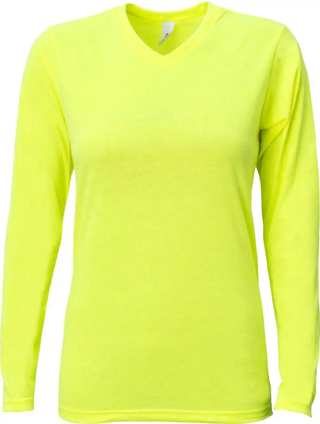 A4 Nw3029 Ladies’ Long-sleeve Softek V-neck T-shirt - Safety Yellow