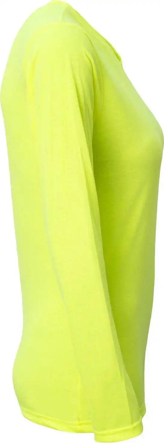 A4 Nw3029 Ladies’ Long-sleeve Softek V-neck T-shirt - Safety Yellow