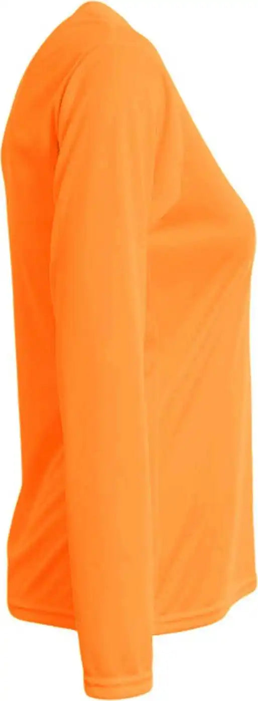 A4 Nw3425 Ladies’ Long-sleeve Sprint V-neck T-shirt - Safety Orange