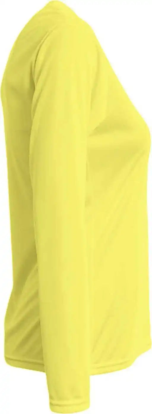 A4 Nw3425 Ladies’ Long-sleeve Sprint V-neck T-shirt - Safety Yellow
