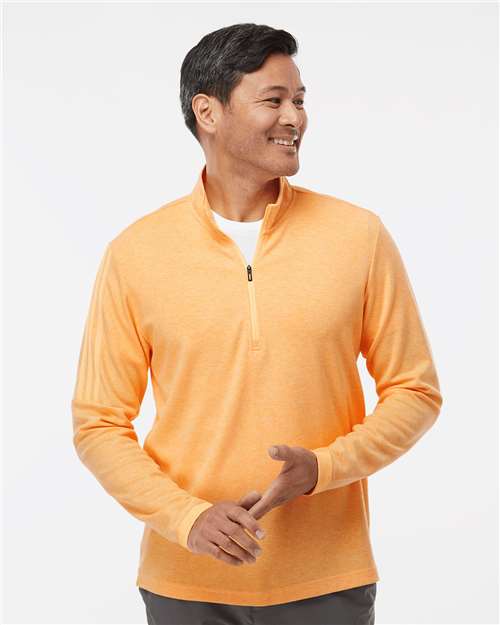 Acid Orange Melange 3-Stripes Quarter-Zip Sweater - A554
