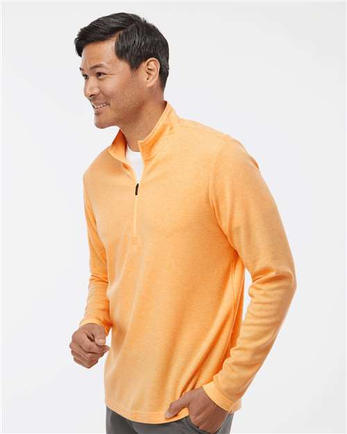 Acid Orange Melange 3-Stripes Quarter-Zip Sweater - A554