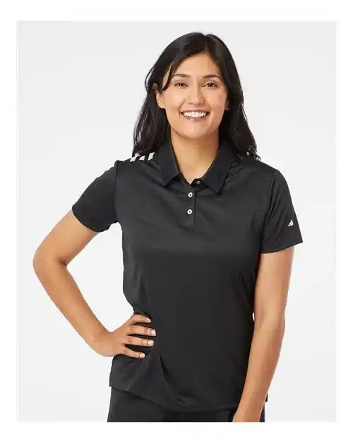 Adidas A325 Women’s 3-stripes Shoulder Polo - Black White