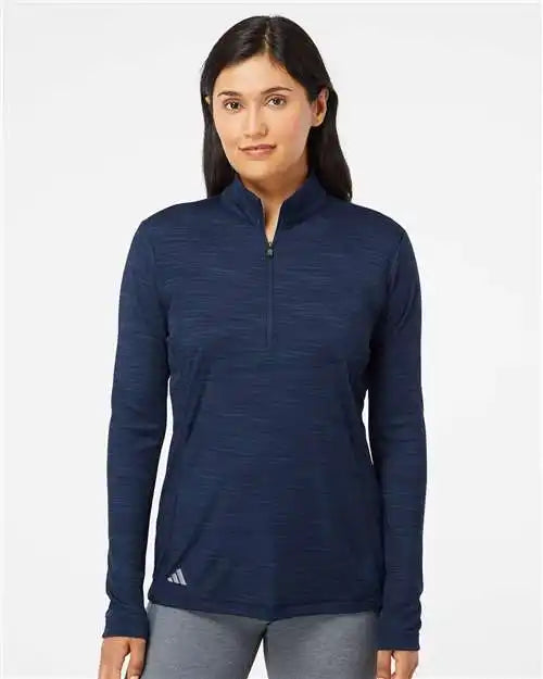 Adidas A476 Women’s Lightweight Mélange Quarter-zip Pullover - Collegiate Navy Melange - 3xl