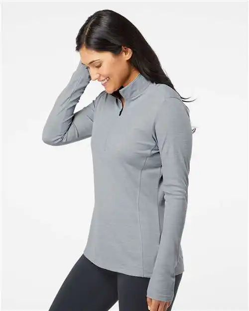 Adidas A476 Women’s Lightweight Mélange Quarter-zip Pullover - Mid Grey Melange