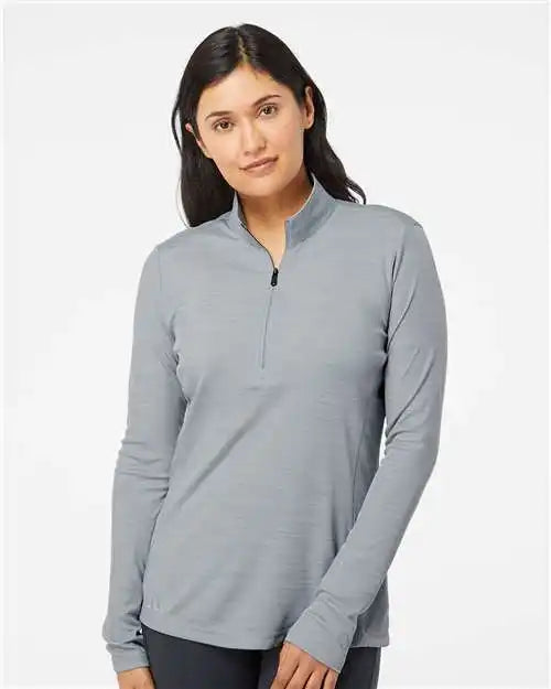 Adidas A476 Women’s Lightweight Mélange Quarter-zip Pullover - Mid Grey Melange