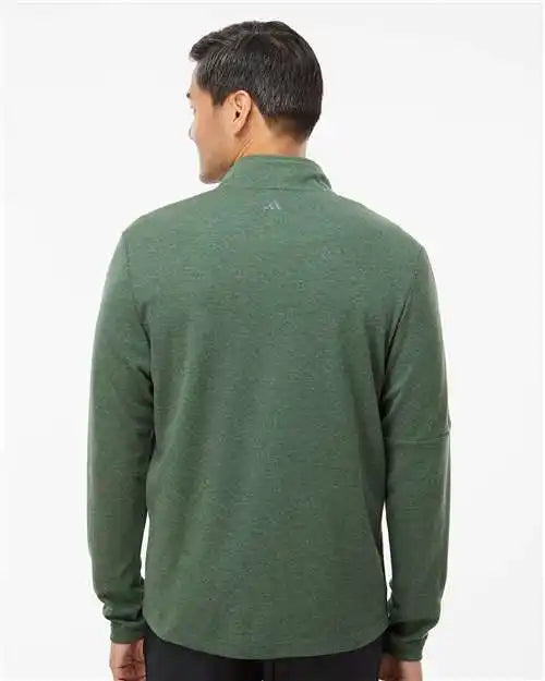 Adidas A554 3-stripes Quarter-zip Sweater - Green Oxide Melange