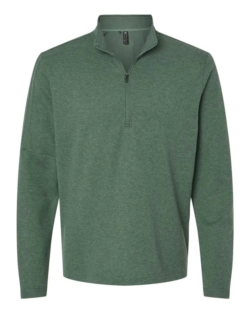 Adidas A554 3-stripes Quarter-zip Sweater - Green Oxide Melange - s