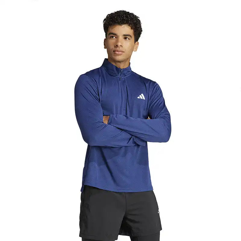 Adidas Train Essentials 1/4 Zip Long Sleeve Tee - Blue