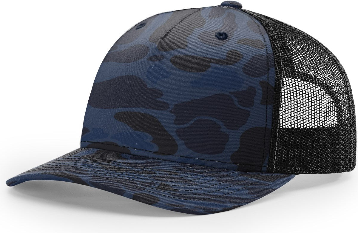 Admiral Duck Camo/Black Printed Five Panel Trucker
