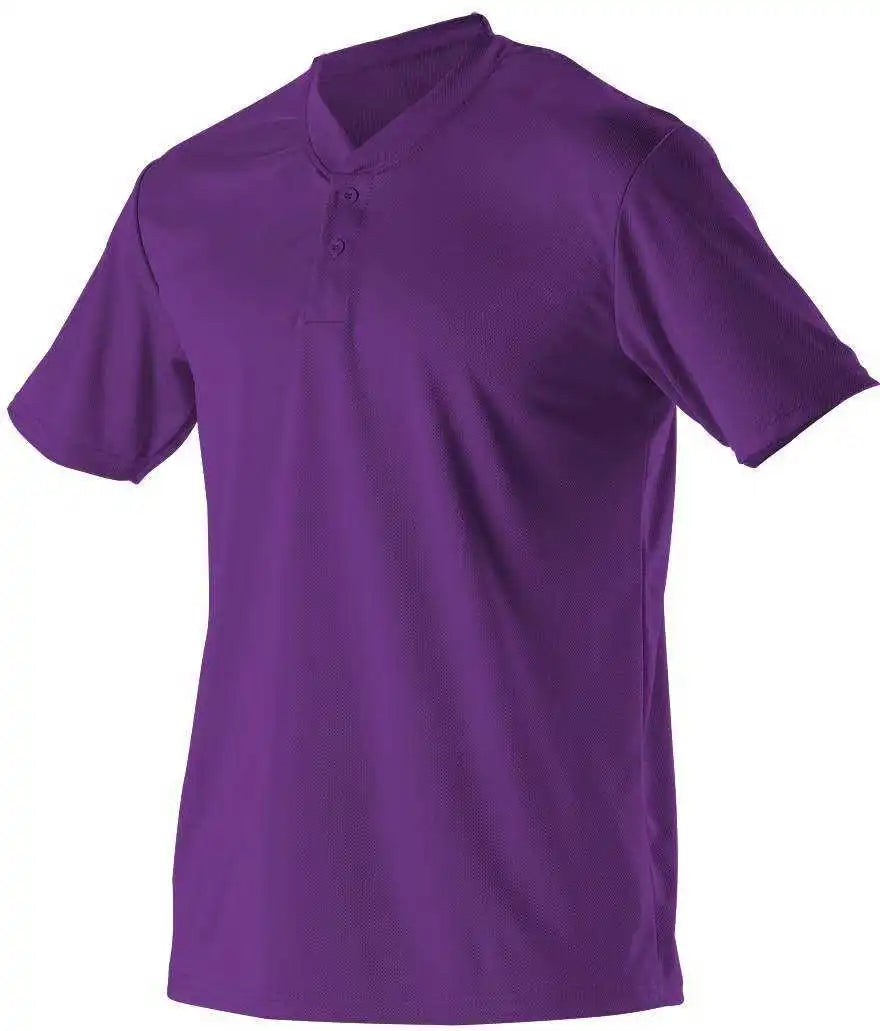 Alleson Athletic 522mmy Youth Baseball 2 Button Henley Jersey - Purple
