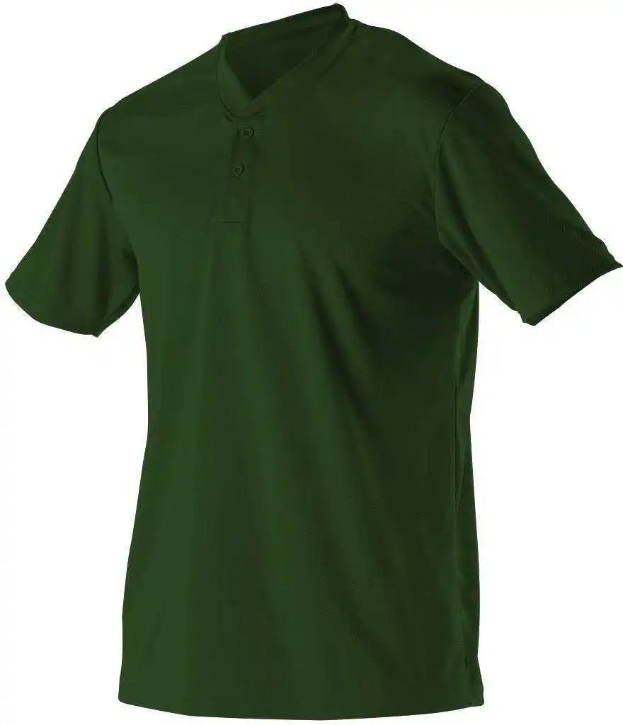 Alleson Athletic 522mmy Youth Baseball 2 Button Henley Jersey - Forest
