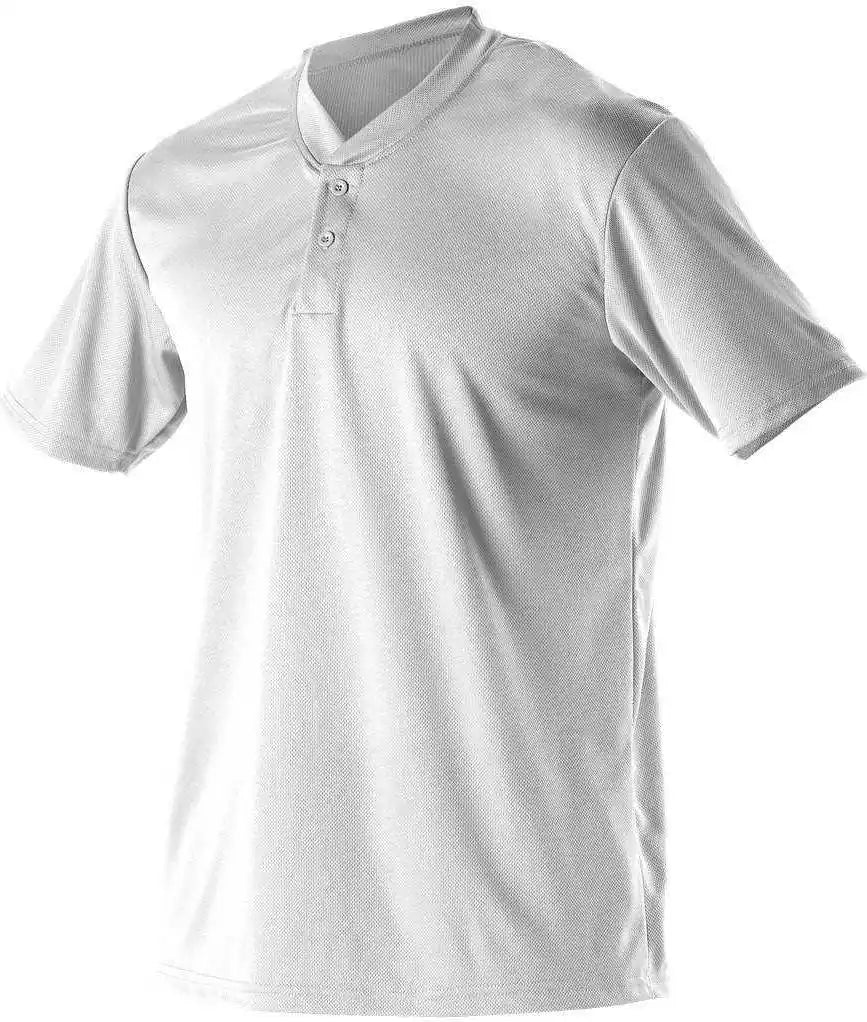 Alleson Athletic 522mmy Youth Baseball 2 Button Henley Jersey - White