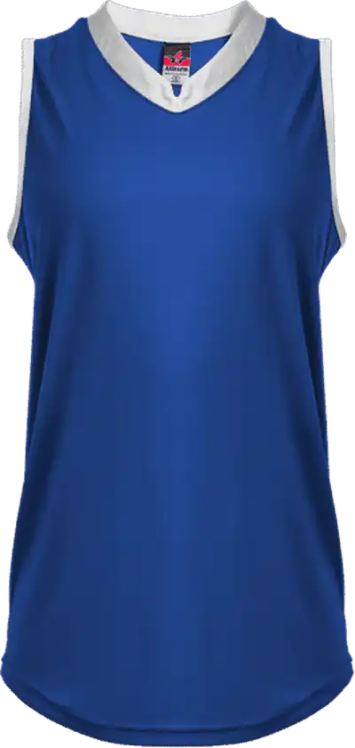 Alleson Athletic 522xvg Girl’s Slide Vneck Sleeveles - Royal White