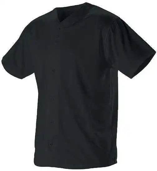 Alleson Athletic 52mffjy Youth Faux Front Mesh Baseball Jersey - Black