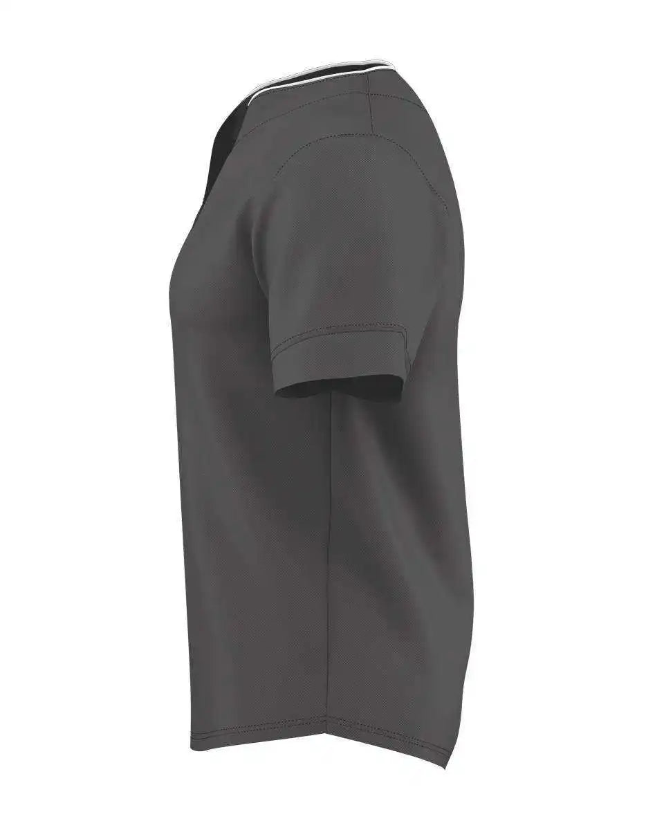 Alleson Athletic 52mthj Adult Two Button Mesh Baseball Jersey with Piping - Charcoal Solid White