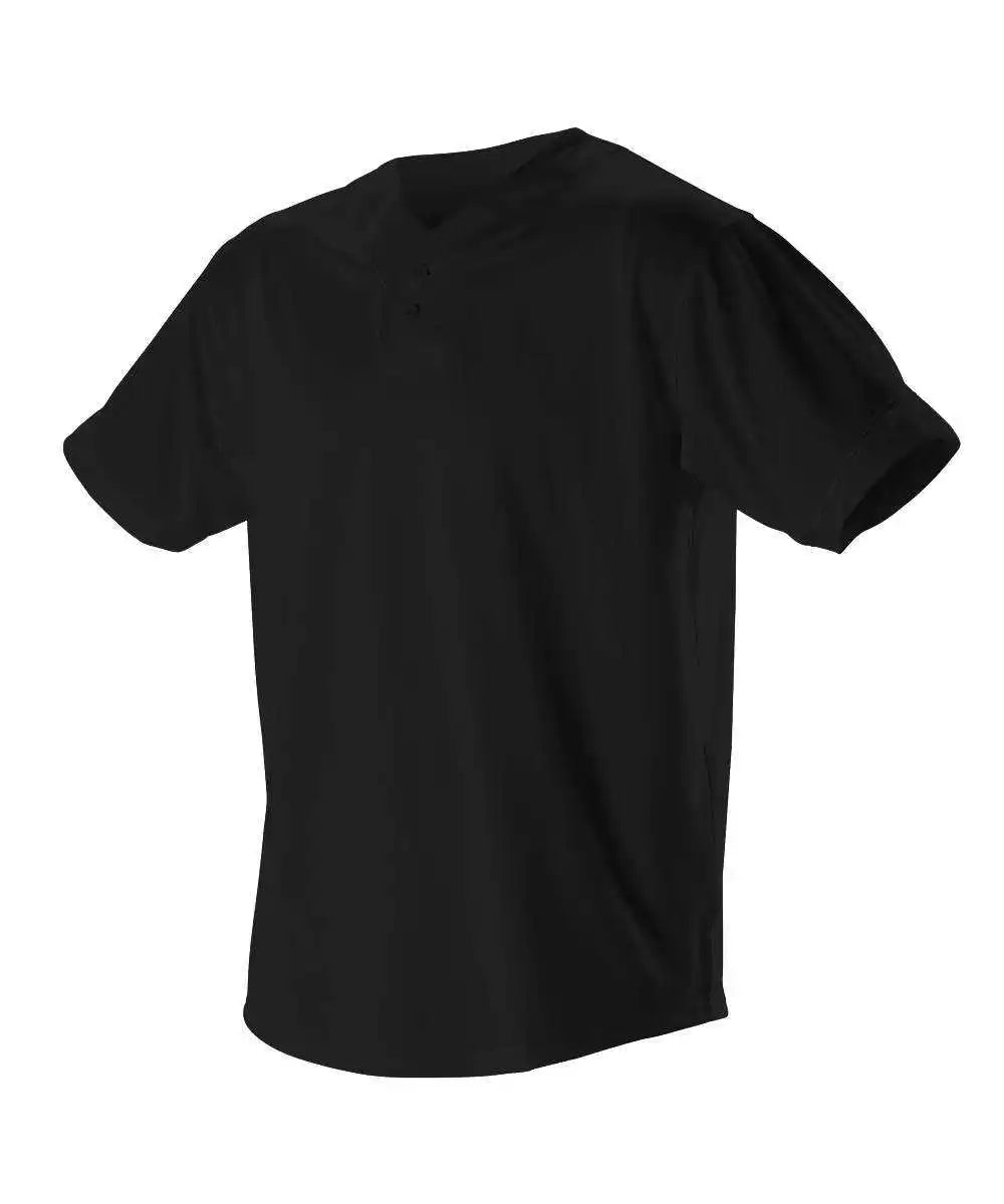 Alleson Athletic 52mthj Adult Two Button Mesh Baseball Jersey with Piping - Black White